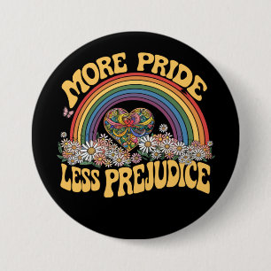 Badge Rond 7,6 Cm Plus de fierté moins de préjugés Retro Rainbow Pri