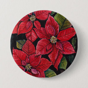 Badge Rond 7,6 Cm Poinsététie Vibrante En Aquarelle