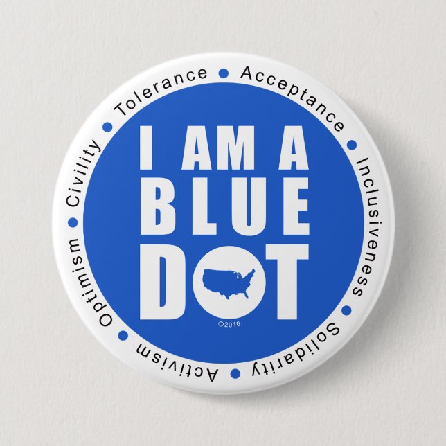 Badge Rond 7,6 Cm Point bleu Etats-Unis (Devant)