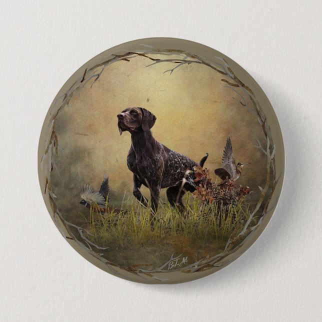 Badge Rond 7,6 Cm Pointeur à poils courts allemand (Devant)