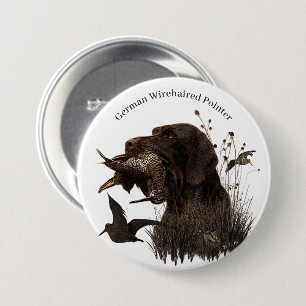 Badge Rond 7,6 Cm Pointeur À poils durs allemand