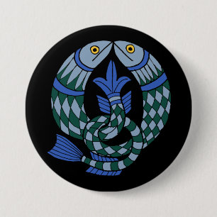 Badge Rond 7,6 Cm Poisson céleste médiéval