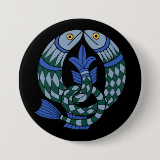Badge Rond 7,6 Cm Poisson céleste médiéval