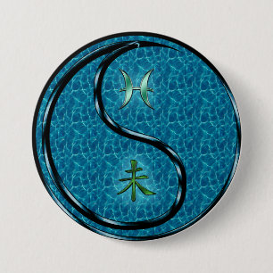 Badge Rond 7,6 Cm Poissons & Chèvre d'eau