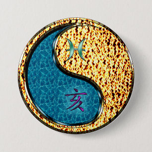 Badge Rond 7,6 Cm Poissons & Sanglier de Feu