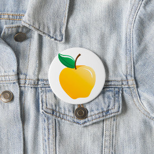 Badge Rond 7,6 Cm Pomme dorée Fruit jaune vif