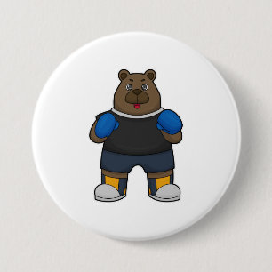 Badge Rond 7,6 Cm Porter comme boîte avec gants de boxe