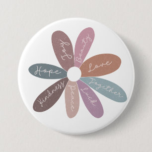 Badge Rond 7,6 Cm Positivity Happiness Daisy Affirmations quotidienn