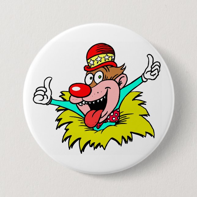 Badge Rond 7,6 Cm Pouce Haut, amusant clown, (Devant)