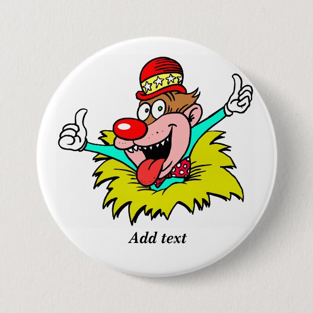 Badge Rond 7,6 Cm Pouce vers le haut, amusant MODÈLE clown, (Devant)