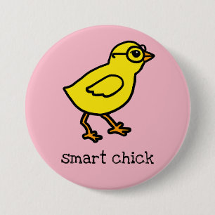 Badge Rond 7,6 Cm Poussin futé - grand bouton