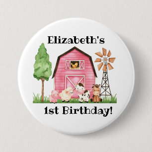 Badge Rond 7,6 Cm Première fête d'anniversaire à thème de la fer