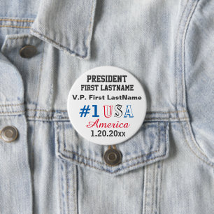 Badge Rond 7,6 Cm Président Vice-président Nom Inauguration