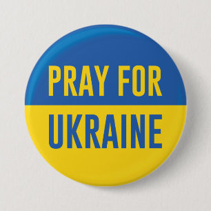 Badge Rond 7,6 Cm Priez Pour L'Ukraine