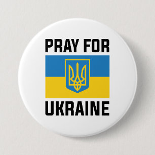 Badge Rond 7,6 Cm Priez Pour L'Ukraine