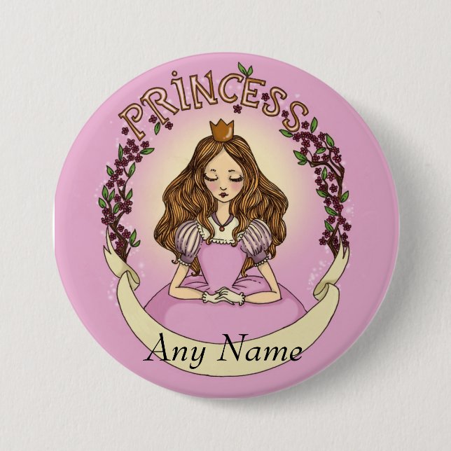 Badge Rond 7,6 Cm Princesse (Devant)