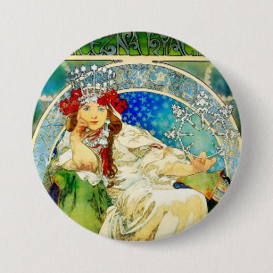 Badge Rond 7,6 Cm Princesse colorée Hyacinth de Mucha