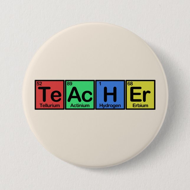 Badge Rond 7,6 Cm Professeur fait de couleurs d'éléments (Devant)