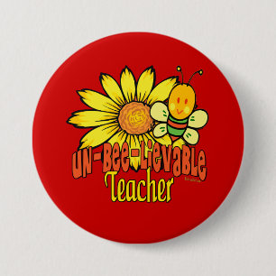 Badge Rond 7,6 Cm Professeur incroyable avec des tournesols et des