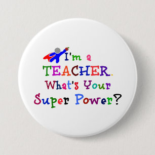 Badge Rond 7,6 Cm Professeur Superhero