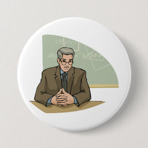 Badge Rond 7,6 Cm Professeur Universitaire Homme Éducateur Enseignan