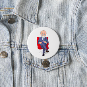 Badge Rond 7,6 Cm Psychologue en costume avec Bloc-notes assis