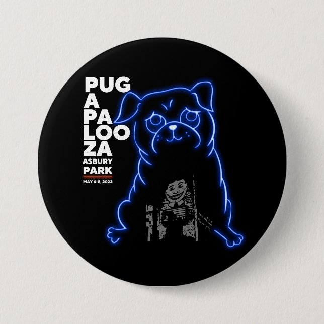 Badge Rond 7,6 Cm Pugapalooza Asbury Park 2022 Button (Devant)
