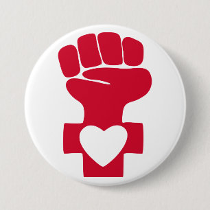 Badge Rond 7,6 Cm Puissance rouge de femme avec le symbole de coeur