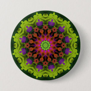 Badge Rond 7,6 Cm Purple Green : Art Mandala géométrique