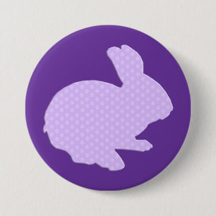 Badge Rond 7,6 Cm Purple Polka Point Silhouette Bouton lapin de Pâqu