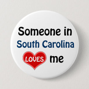 Badge Rond 7,6 Cm Quelqu'un en Caroline du Sud m'aime