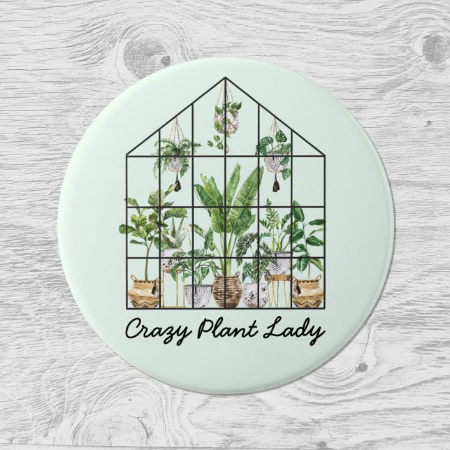 Badge Rond 7,6 Cm Quote Plante de la maison aquarelle (Close up on wood)