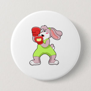Badge Rond 7,6 Cm Rabbit à la boxe avec gants de boxe
