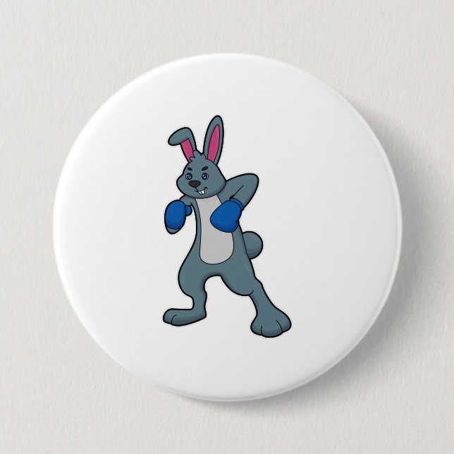 Badge Rond 7,6 Cm Rabbit en boîte avec gants de boxe (Devant)