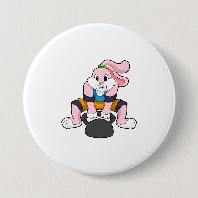 Badge Rond 7,6 Cm Rabbit en forme avec Dumbbell.PNG (Devant)