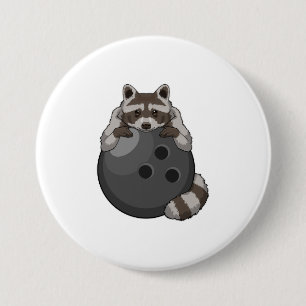 Badge Rond 7,6 Cm Raccoon à Bowling avec Bowling