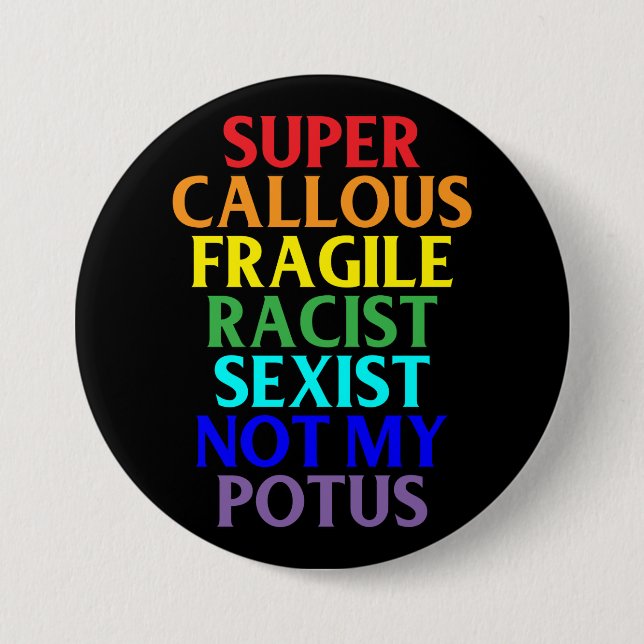 Badge Rond 7,6 Cm Raciste dur superbe non mon POTUS, humour (Devant)