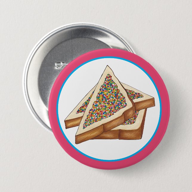 Badge Rond 7,6 Cm Rainbow Birday Party Australian Fairy Pread Food (Devant & derrière)