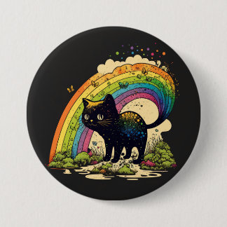 Badge Rond 7,6 Cm Rainbow cat pin lgbtq mignon