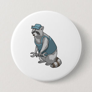 Badge Rond 7,6 Cm Raton laveur artisan avec clé