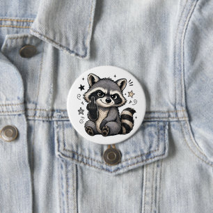 Badge Rond 7,6 Cm Raton laveur mignon et impertinent affichant son a