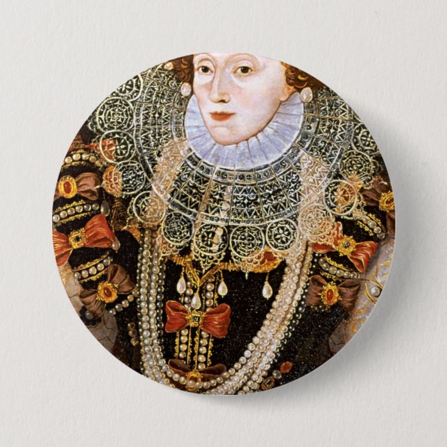Badge Rond 7,6 Cm Reine Elizabeth Ier (Devant)