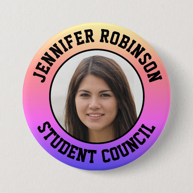 Badge Rond 7,6 Cm Remplacer la photo | Conseil étudiant (Devant)