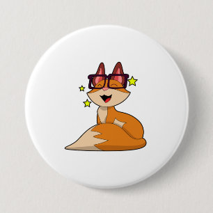 Badge Rond 7,6 Cm Renard avec lunettes