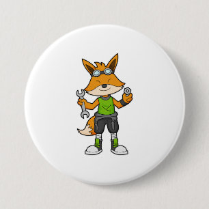 Badge Rond 7,6 Cm Renard comme Mécanique avec clé & noix
