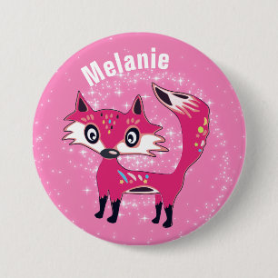 Badge Rond 7,6 Cm Renard rose funky mignon personnalisé