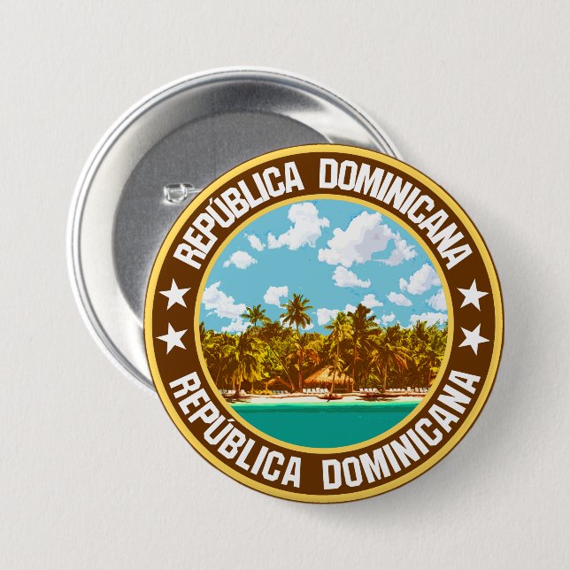Badge Rond 7,6 Cm République dominicaine (Devant & derrière)