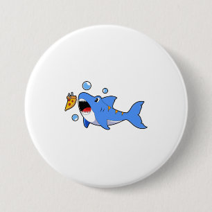 Badge Rond 7,6 Cm Requin avec pizza comme appât
