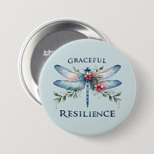 Badge Rond 7,6 Cm Résilience gracieuse - libellule artistique