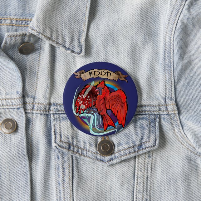 Badge Rond 7,6 Cm Resist State Bird Cardinal  (En situation)